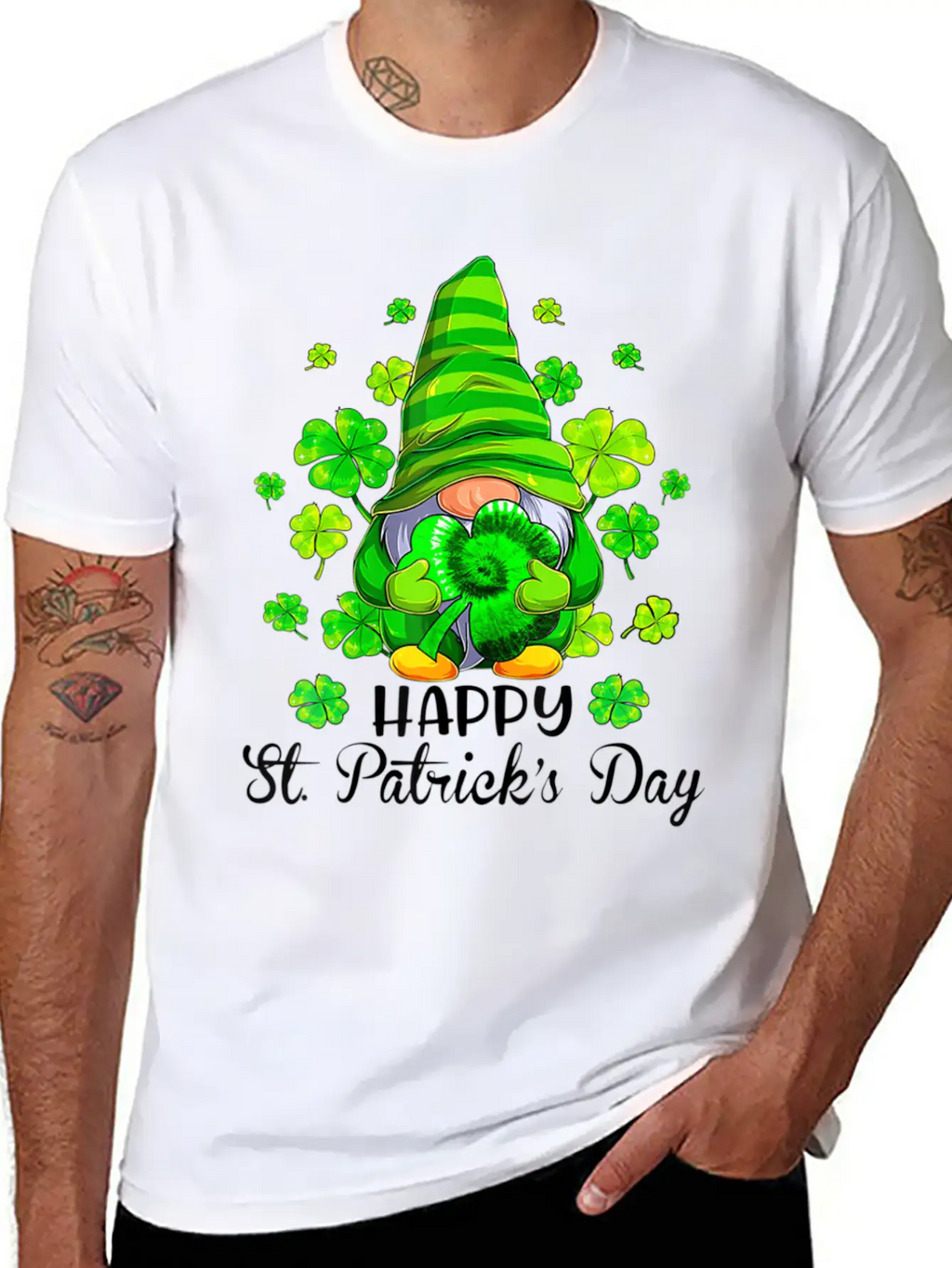 Gnome Tie Dye Shamrock St PatrickÂ S Day Gnome T Essential Cotton Tee For Daily Outfits – Unisex Style