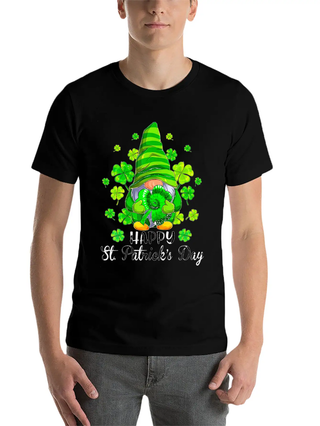 Gnome Tie Dye Shamrock St PatrickÂ S Day Gnome T Essential Cotton Tee For Daily Outfits – Unisex Style