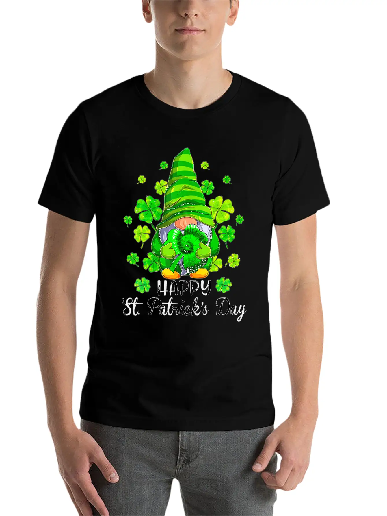 Gnome Tie Dye Shamrock St PatrickÂ S Day Gnome T Essential Cotton Tee For Daily Outfits – Unisex Style