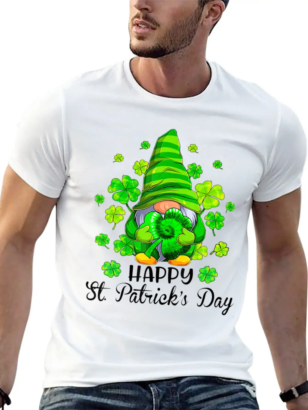 Gnome Tie Dye Shamrock St PatrickÂ S Day Gnome T Essential Cotton Tee For Daily Outfits – Unisex Style