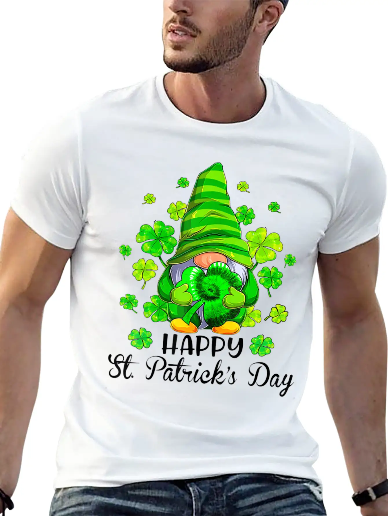 Gnome Tie Dye Shamrock St PatrickÂ S Day Gnome T Essential Cotton Tee For Daily Outfits – Unisex Style
