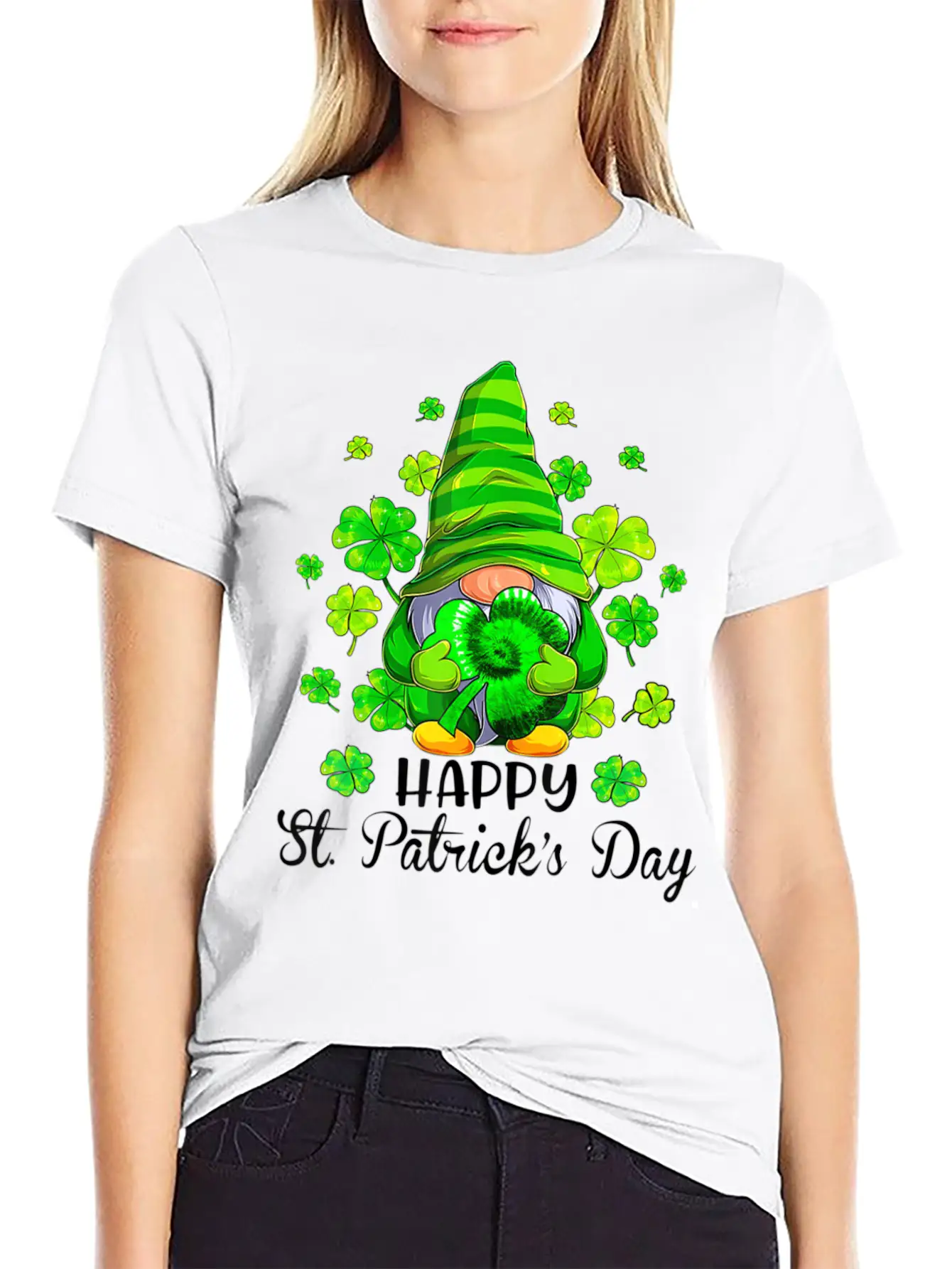 Gnome Tie Dye Shamrock St PatrickÂ S Day Gnome T Essential Cotton Tee For Daily Outfits – Unisex Style