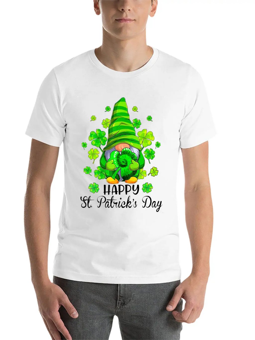 Gnome Tie Dye Shamrock St PatrickÂ S Day Gnome T Essential Cotton Tee For Daily Outfits – Unisex Style