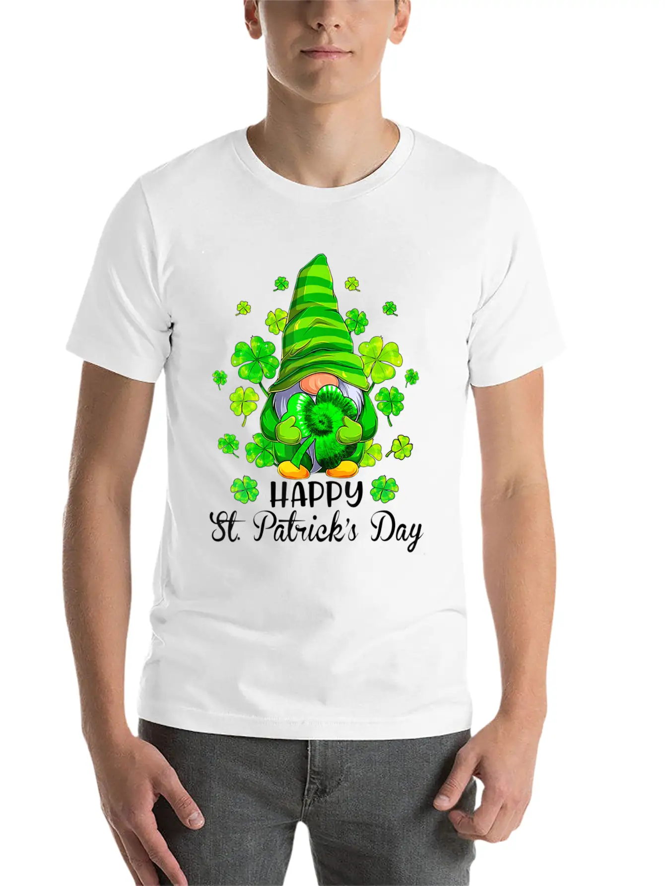 Gnome Tie Dye Shamrock St PatrickÂ S Day Gnome T Essential Cotton Tee For Daily Outfits – Unisex Style