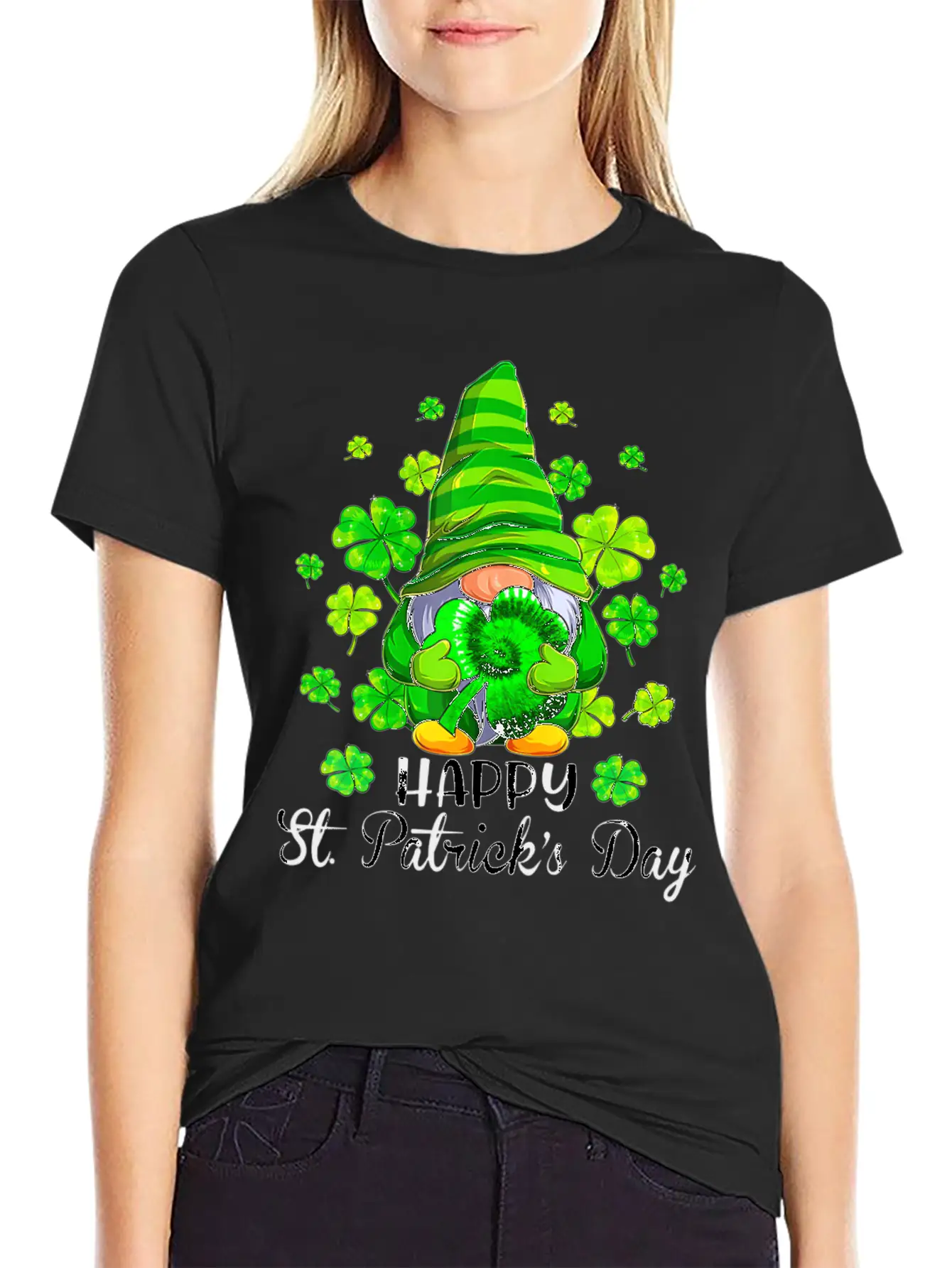 Gnome Tie Dye Shamrock St PatrickÂ S Day Gnome T Essential Cotton Tee For Daily Outfits – Unisex Style