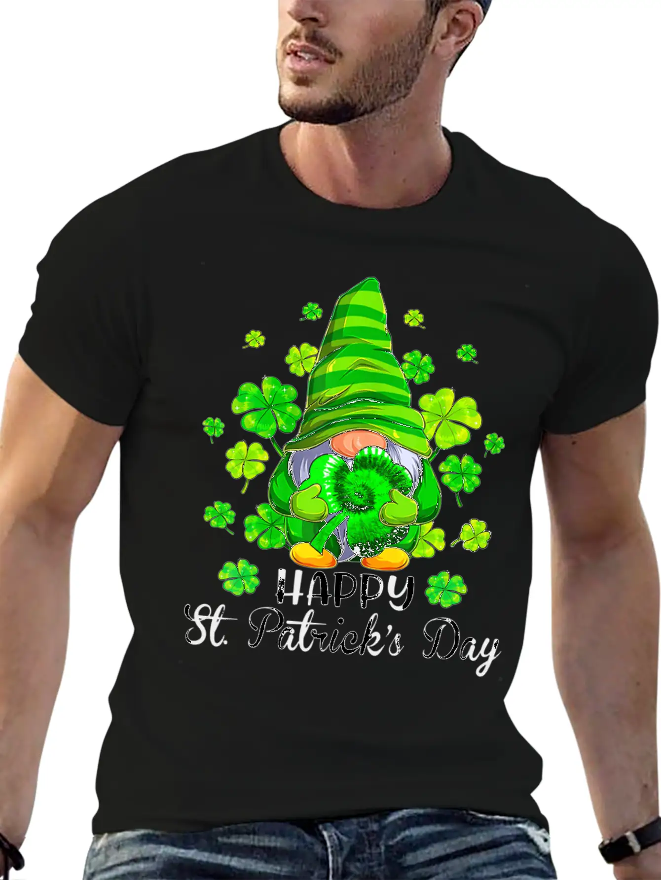 Gnome Tie Dye Shamrock St PatrickÂ S Day Gnome T Essential Cotton Tee For Daily Outfits – Unisex Style