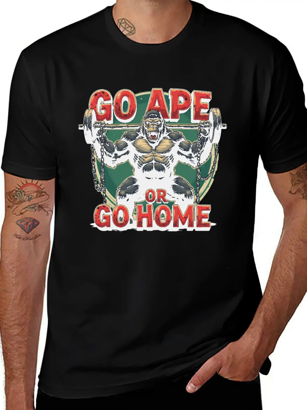 Go Ape Or Go Home – Gym Unisex Short Sleeve Soft Cotton T-Shirt – Casual Everyday Wear