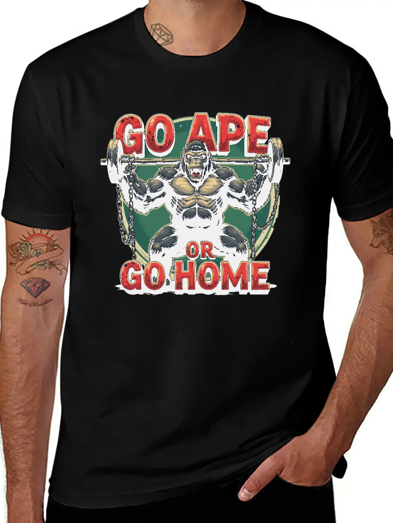 Go Ape Or Go Home – Gym Unisex Short Sleeve Soft Cotton T-Shirt – Casual Everyday Wear