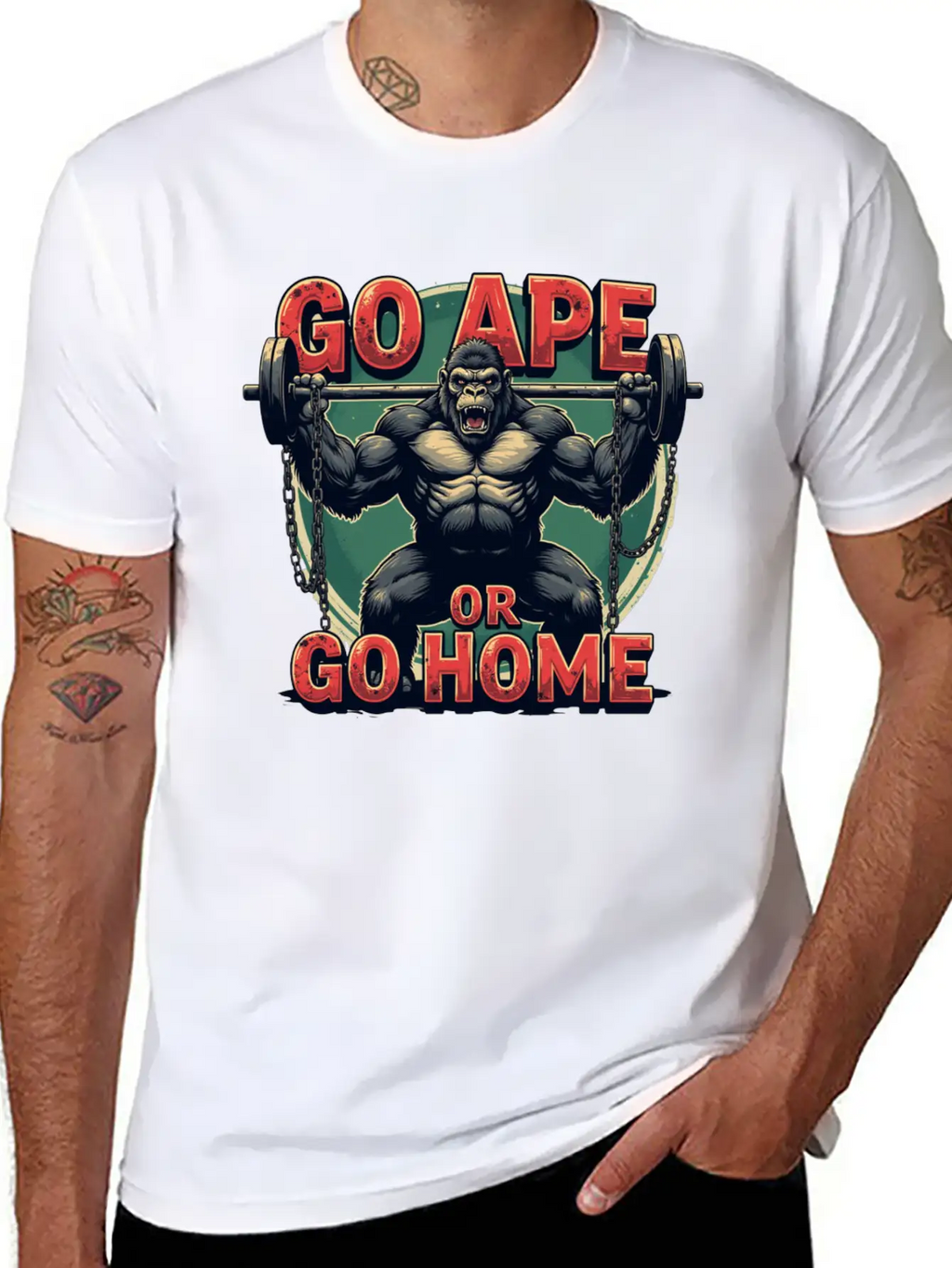 Go Ape Or Go Home – Gym Unisex Short Sleeve Soft Cotton T-Shirt – Casual Everyday Wear