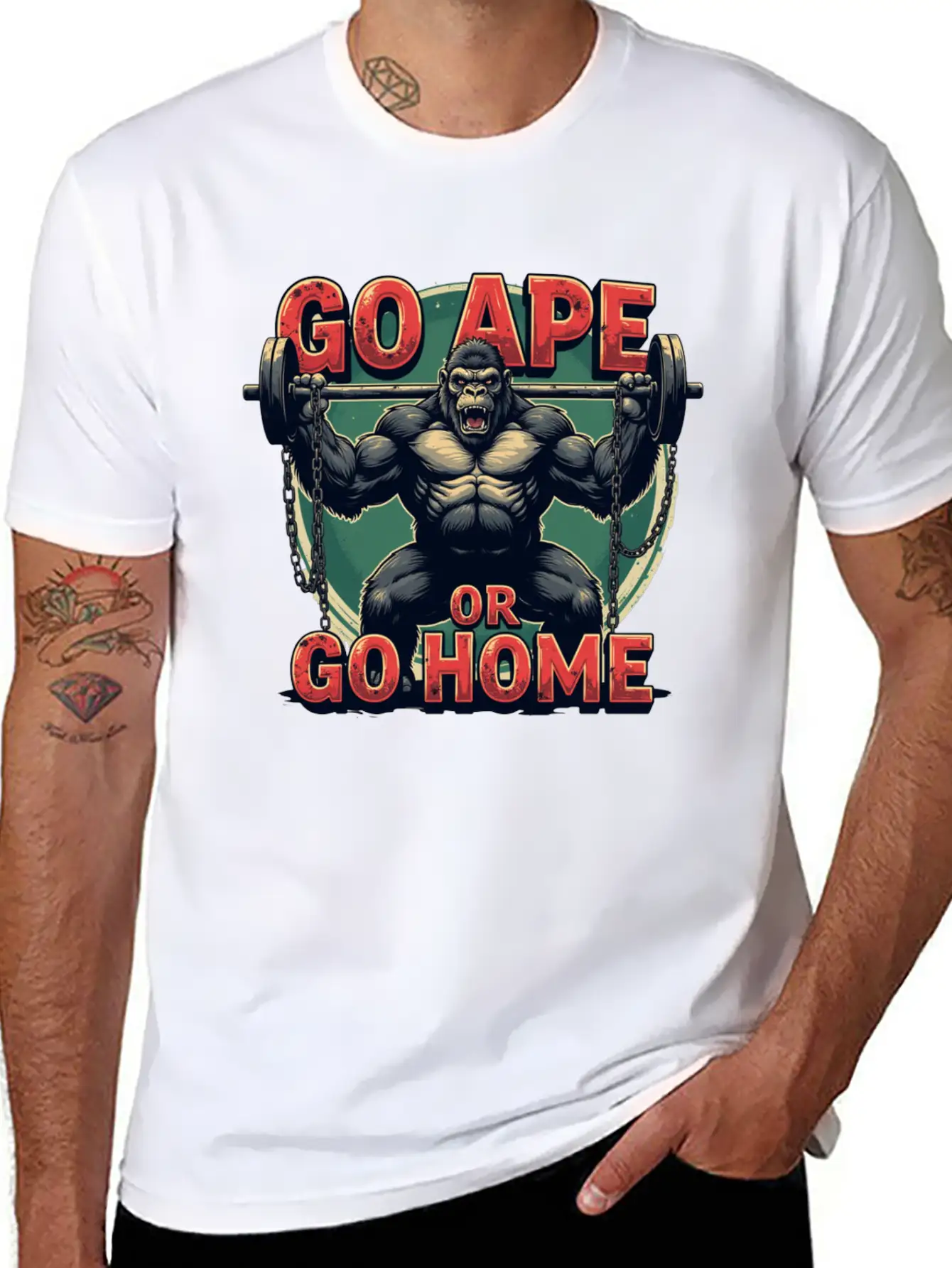 Go Ape Or Go Home – Gym Unisex Short Sleeve Soft Cotton T-Shirt – Casual Everyday Wear