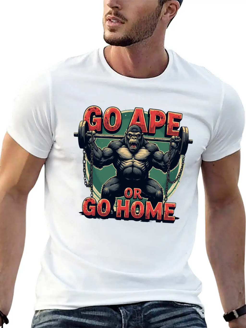 Go Ape Or Go Home – Gym Unisex Short Sleeve Soft Cotton T-Shirt – Casual Everyday Wear