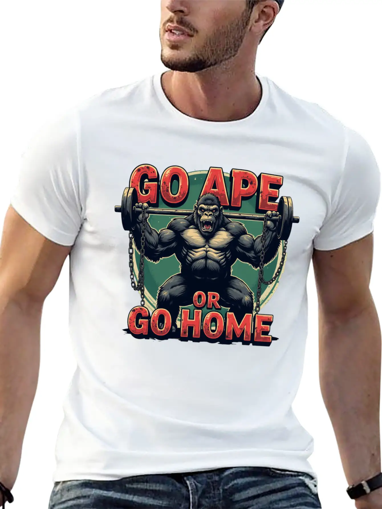Go Ape Or Go Home – Gym Unisex Short Sleeve Soft Cotton T-Shirt – Casual Everyday Wear