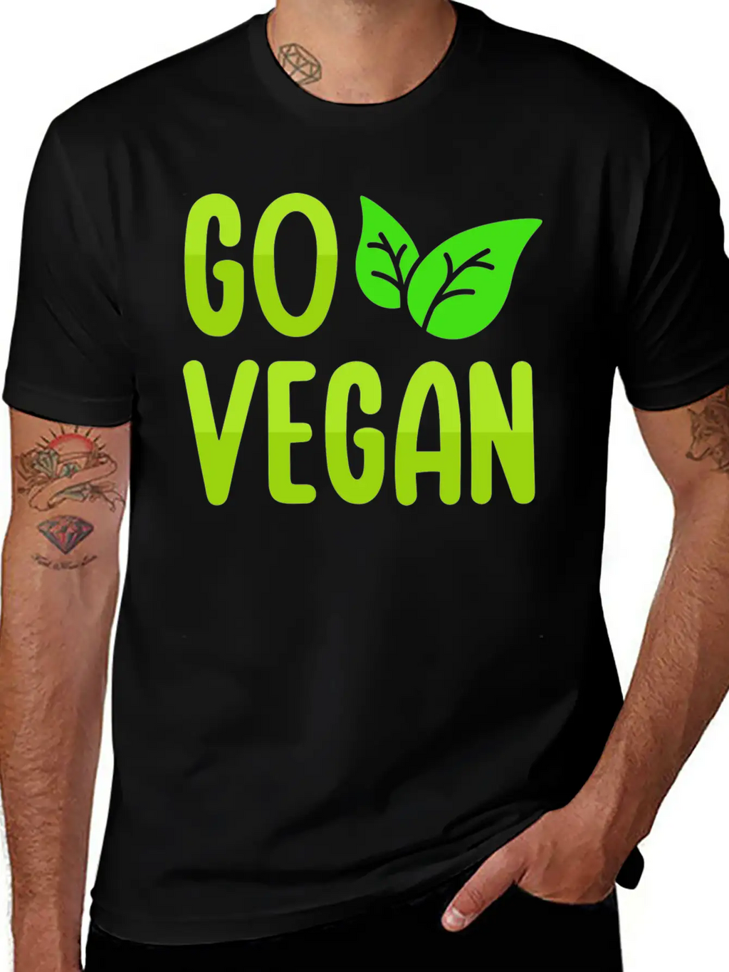 Go Vegan Design For Proud Vegans Casual Graphic T-Shirt – Simple And Comfortable Daily Wear