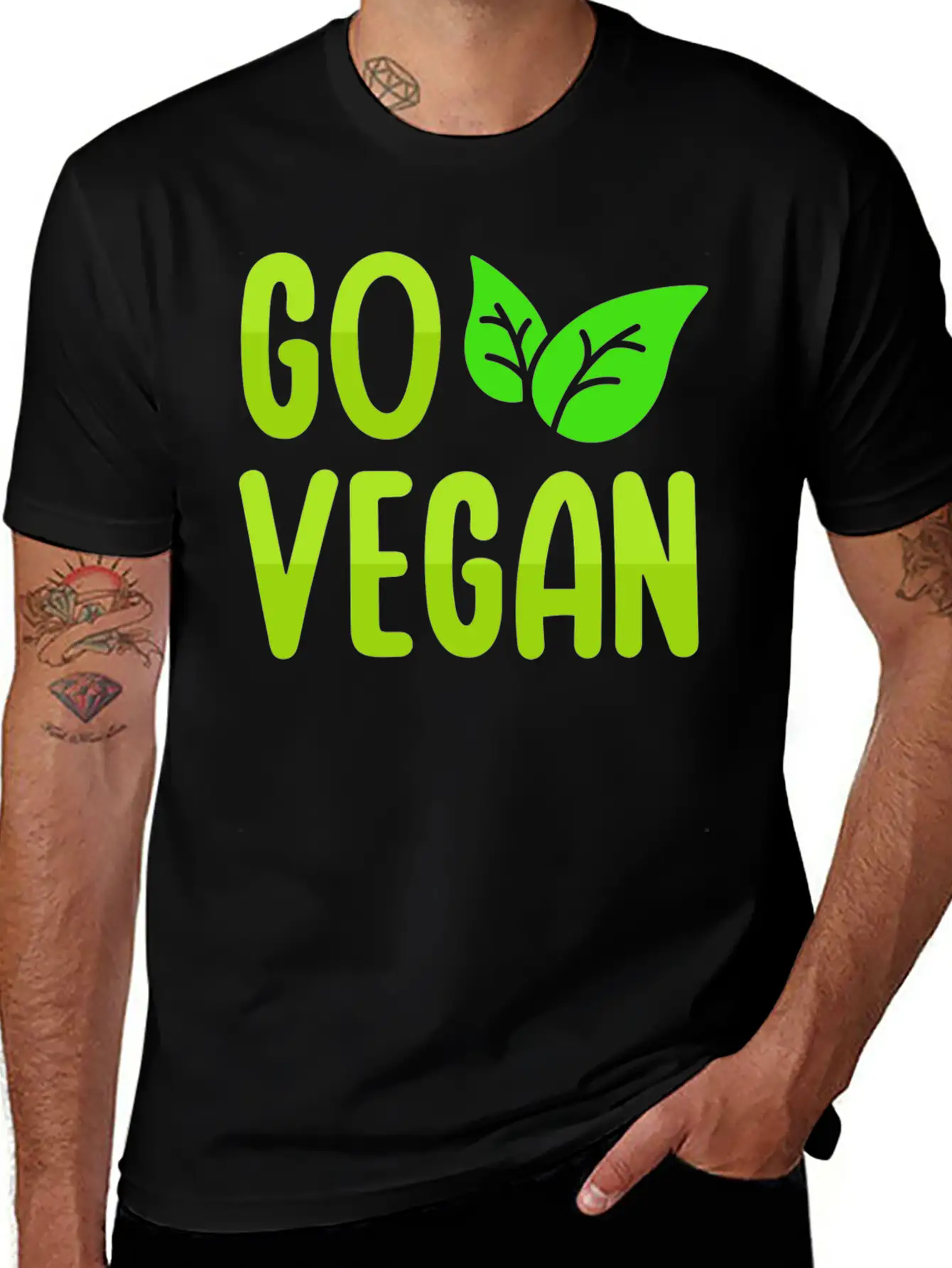 Go Vegan Design For Proud Vegans Casual Graphic T-Shirt – Simple And Comfortable Daily Wear