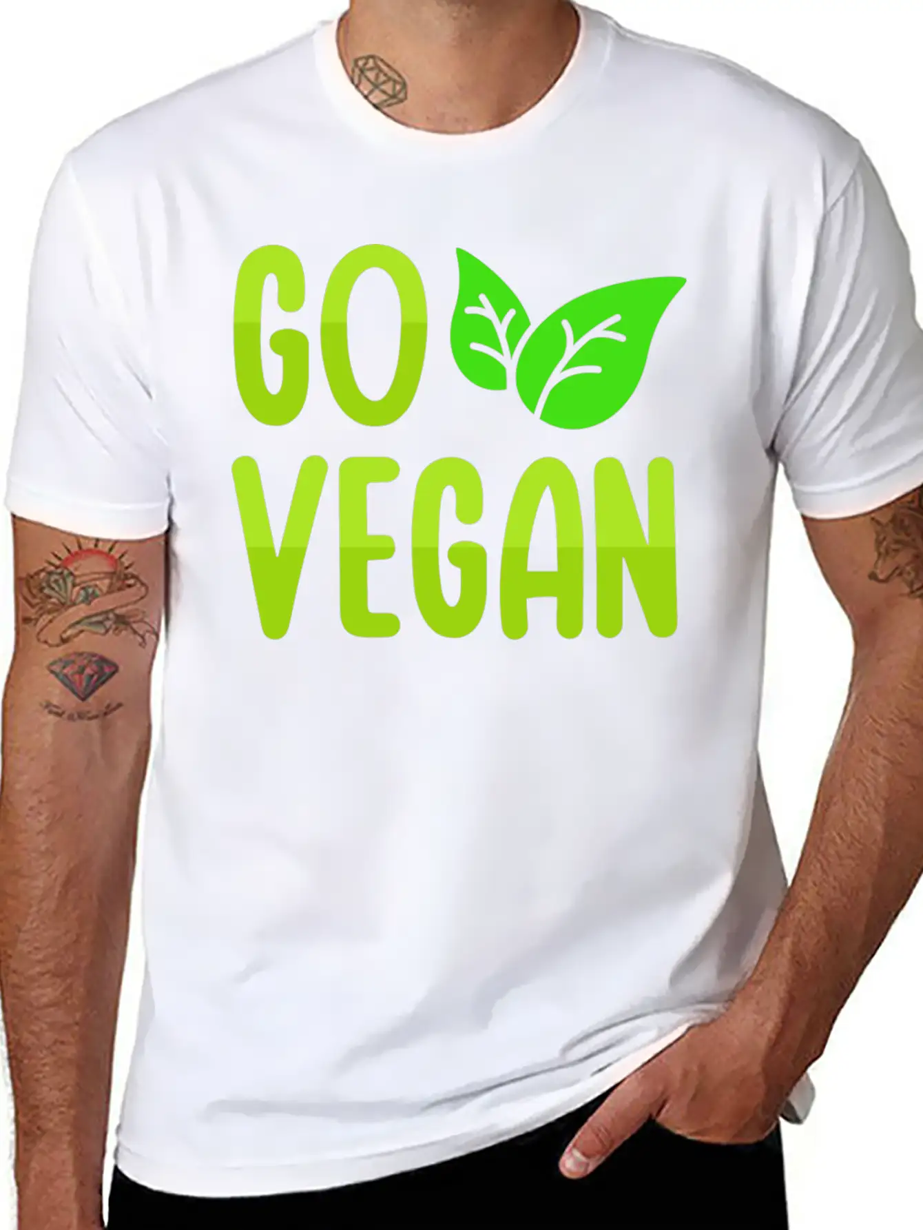 Go Vegan Design For Proud Vegans Casual Graphic T-Shirt – Simple And Comfortable Daily Wear