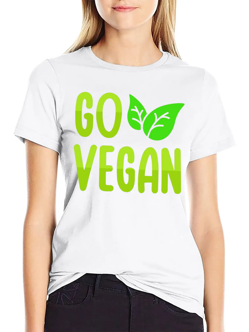 Go Vegan Design For Proud Vegans Casual Graphic T-Shirt – Simple And Comfortable Daily Wear
