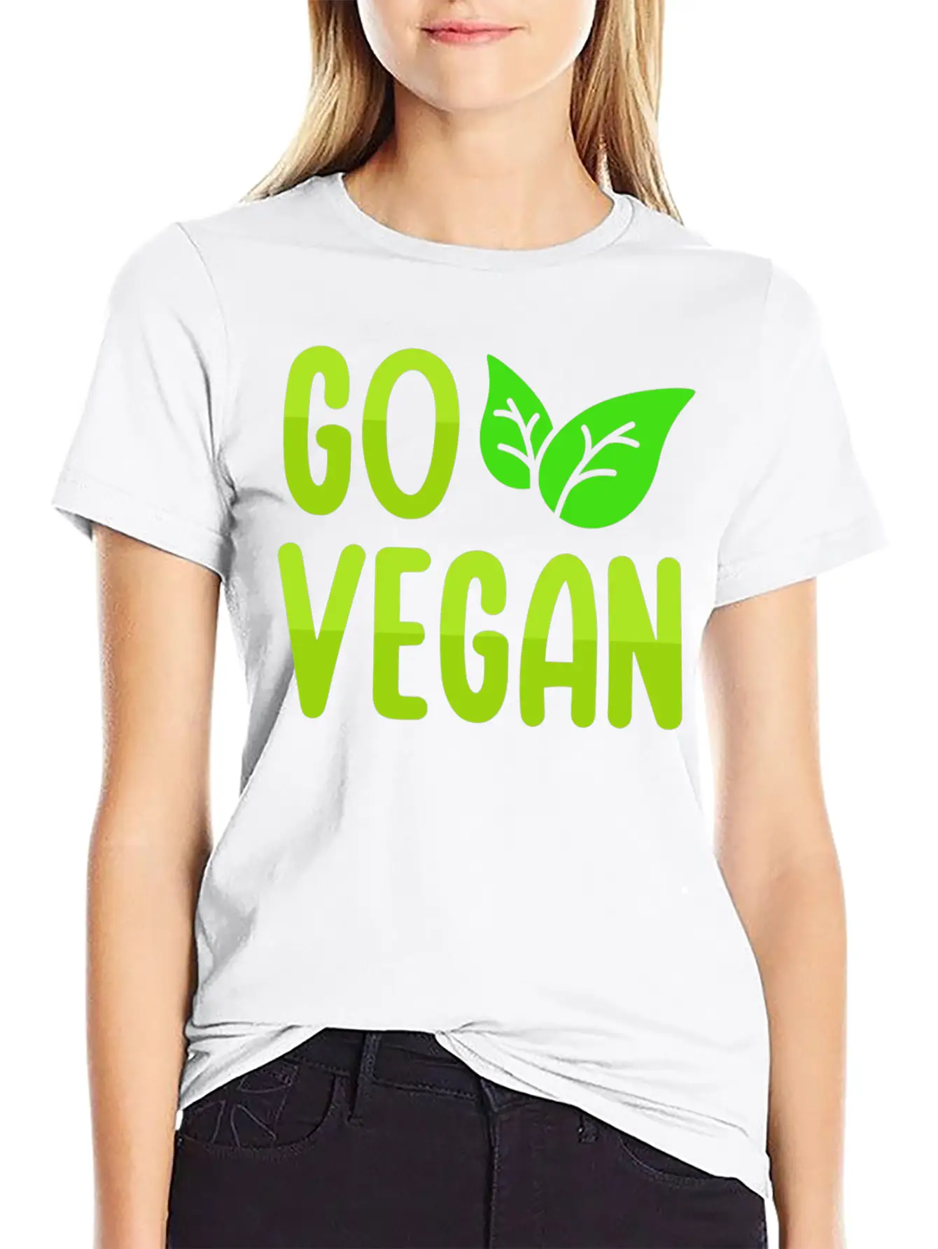 Go Vegan Design For Proud Vegans Casual Graphic T-Shirt – Simple And Comfortable Daily Wear