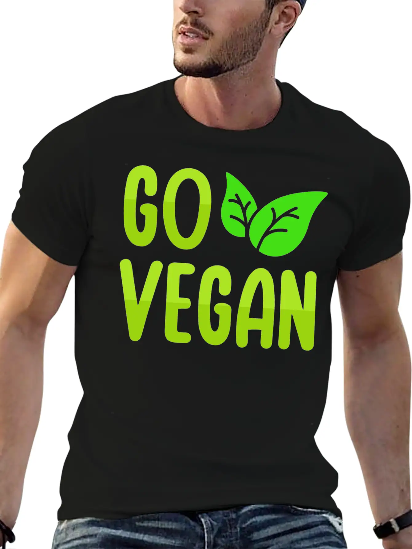 Go Vegan Design For Proud Vegans Casual Graphic T-Shirt – Simple And Comfortable Daily Wear