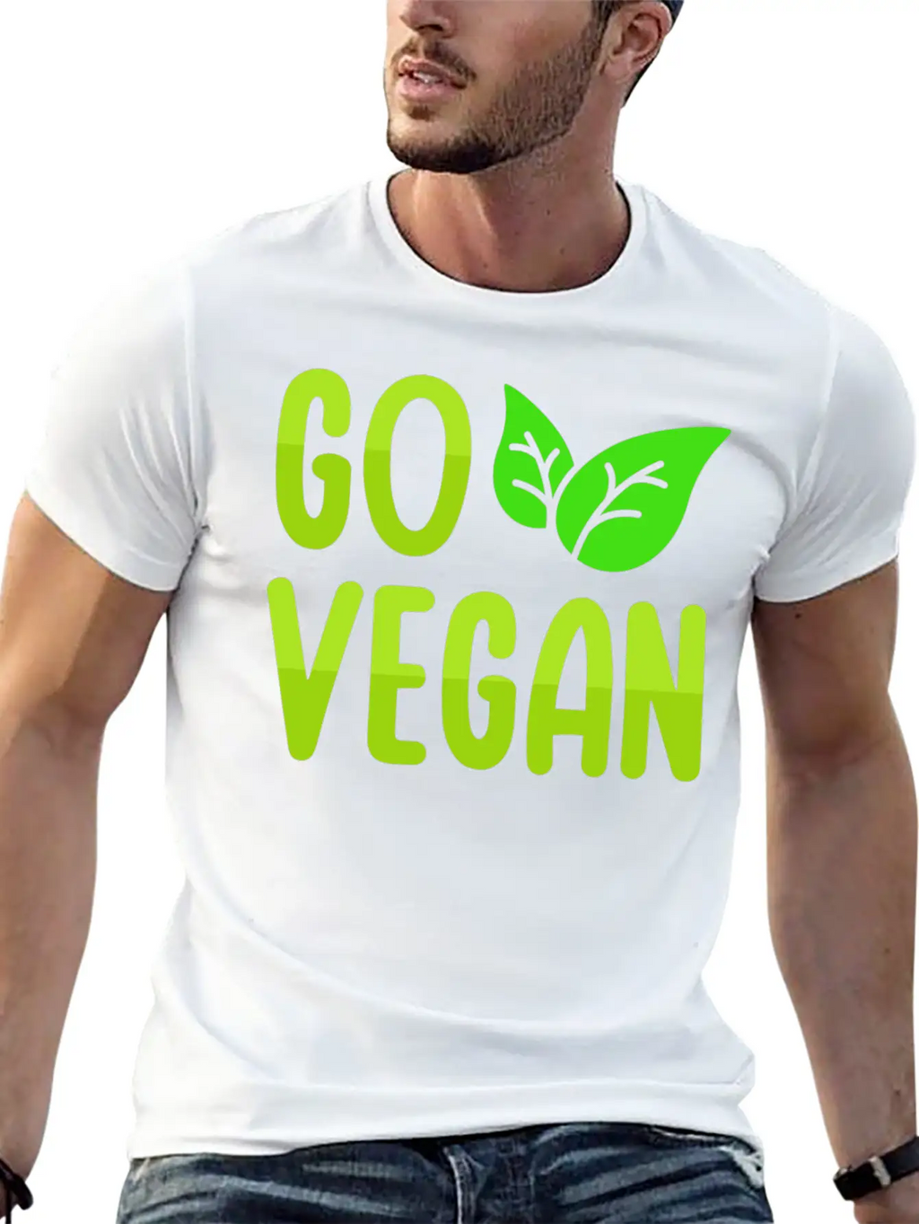 Go Vegan Design For Proud Vegans Casual Graphic T-Shirt – Simple And Comfortable Daily Wear
