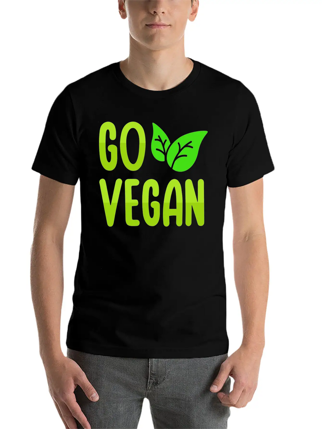 Go Vegan Design For Proud Vegans Casual Graphic T-Shirt – Simple And Comfortable Daily Wear
