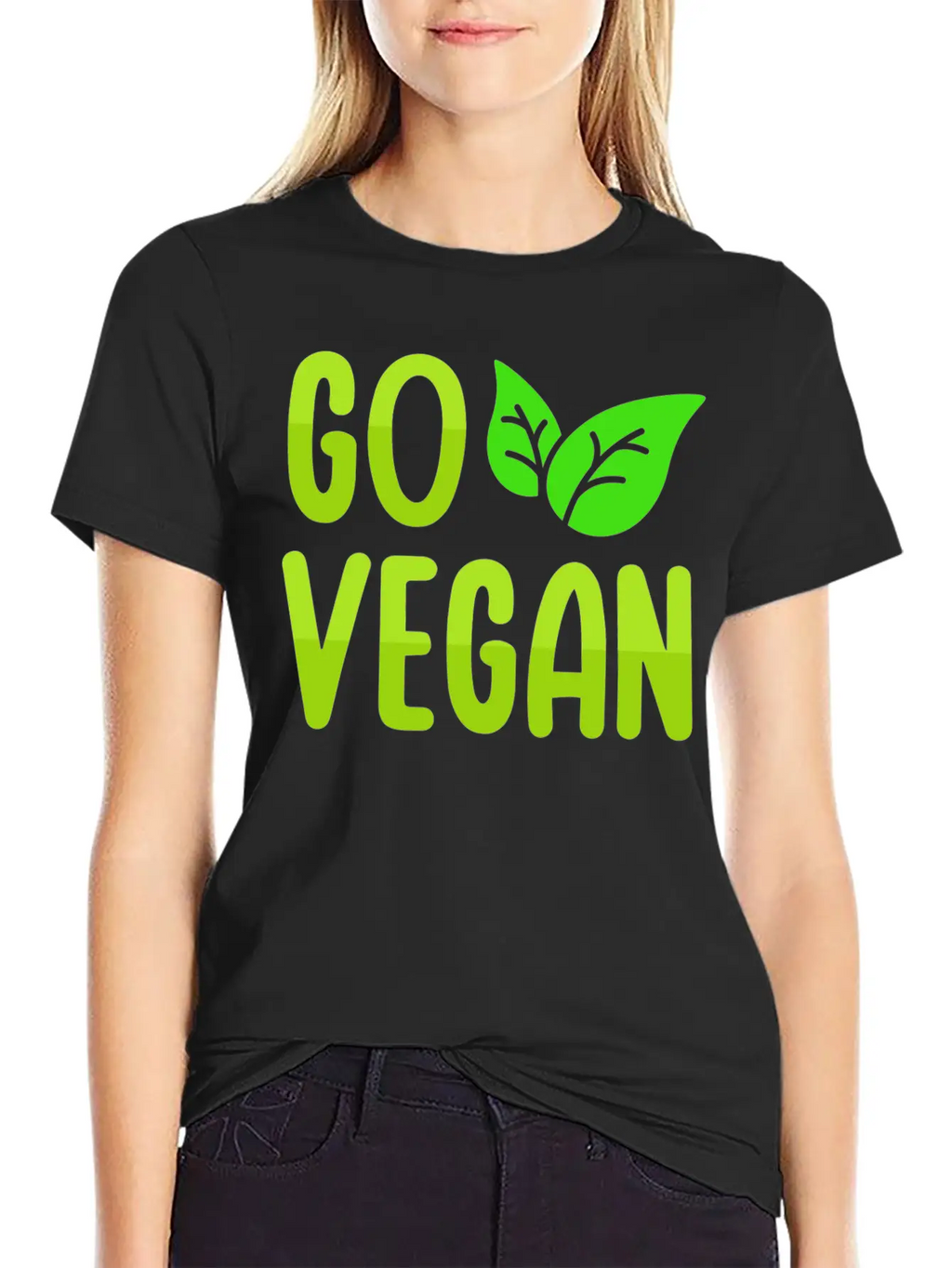 Go Vegan Design For Proud Vegans Casual Graphic T-Shirt – Simple And Comfortable Daily Wear