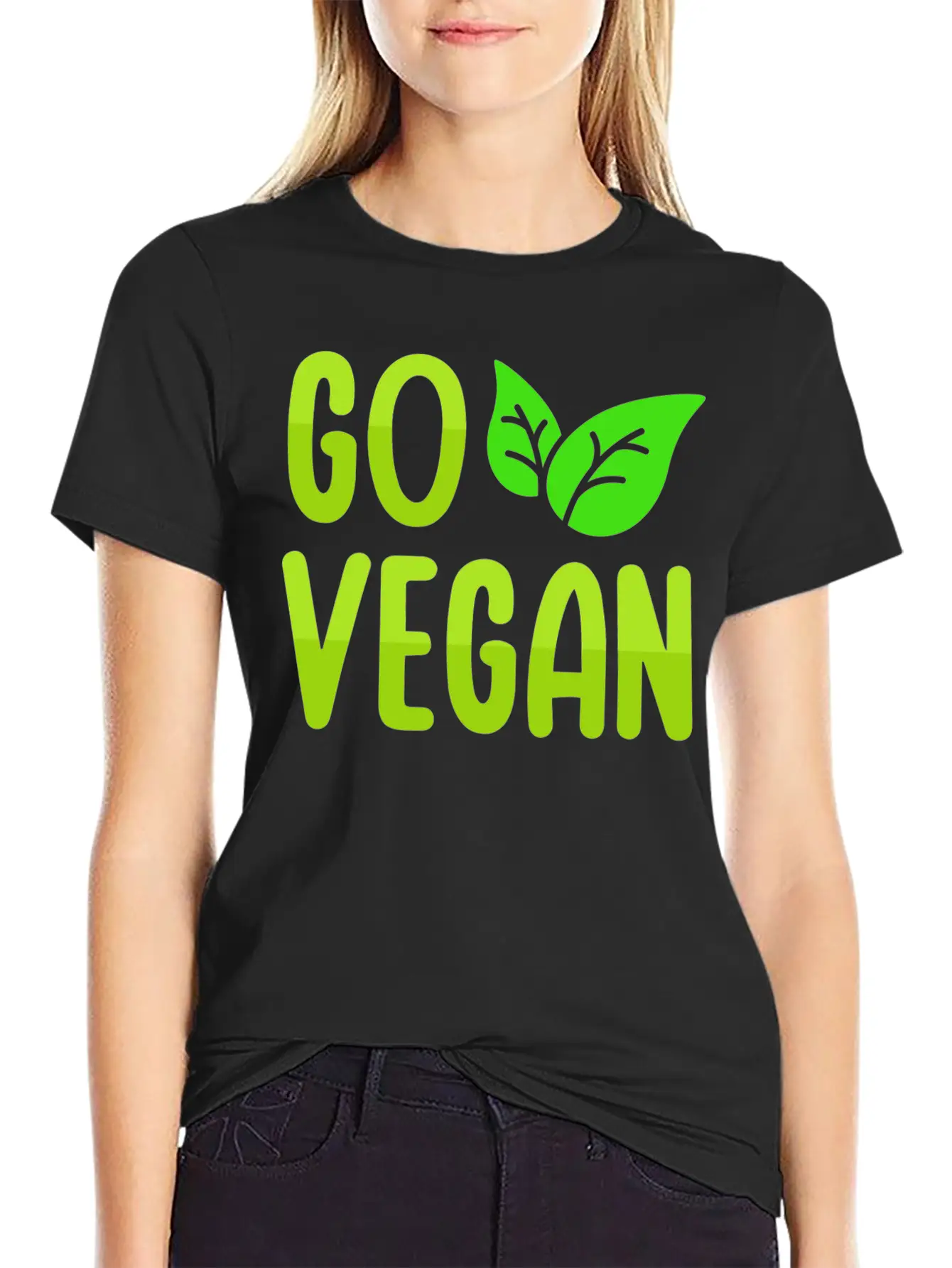Go Vegan Design For Proud Vegans Casual Graphic T-Shirt – Simple And Comfortable Daily Wear