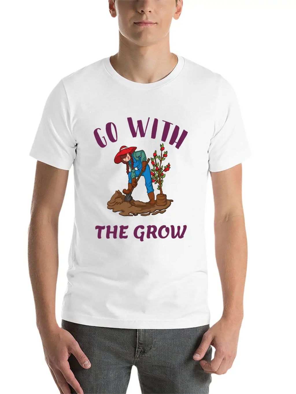 Go With The Grow Funny Farming Unisex Casual T-Shirt – Clean Design For Daily Comfort