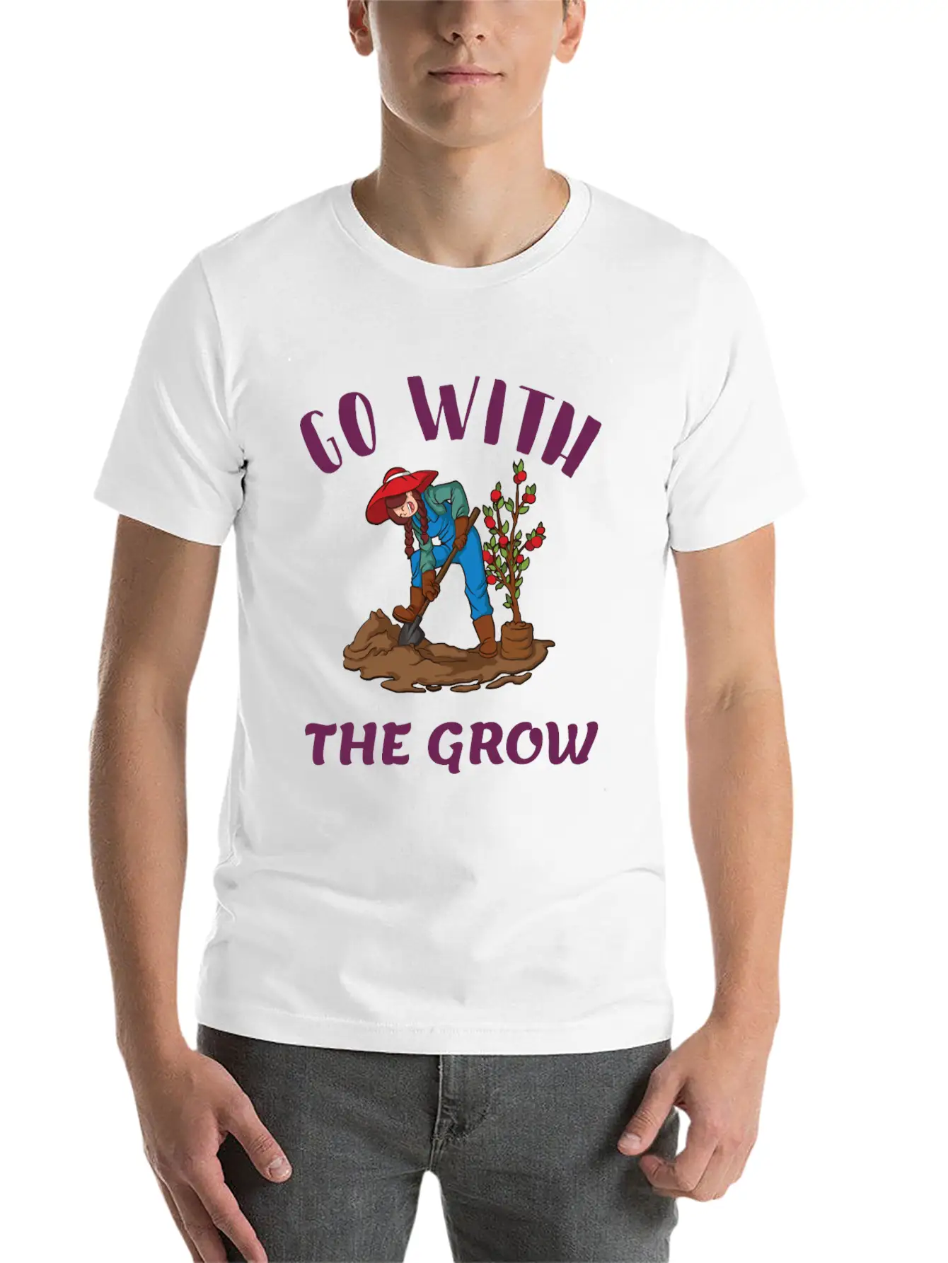 Go With The Grow Funny Farming Unisex Casual T-Shirt – Clean Design For Daily Comfort