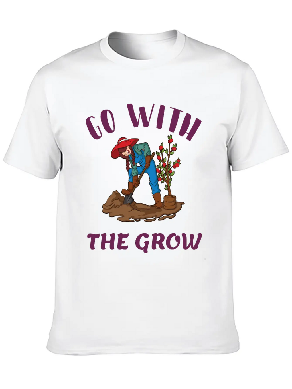 Go With The Grow Funny Farming Unisex Casual T-Shirt – Clean Design For Daily Comfort