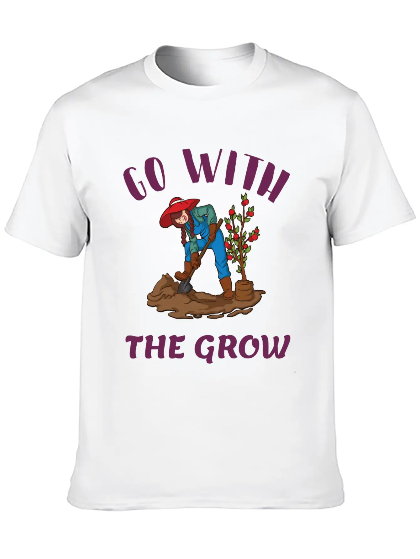 Go With The Grow Funny Farming Unisex Casual T-Shirt – Clean Design For Daily Comfort