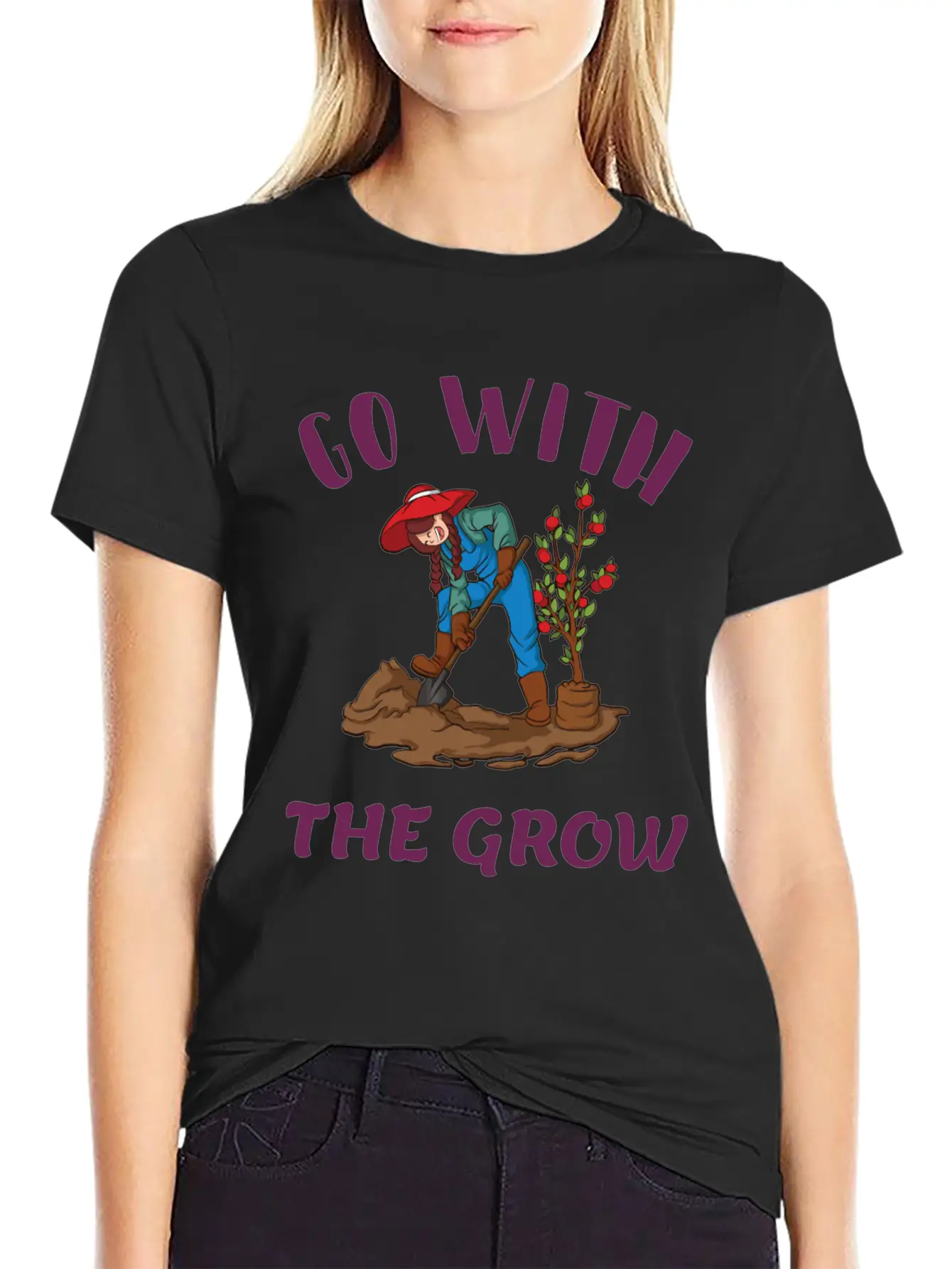 Go With The Grow Funny Farming Unisex Casual T-Shirt – Clean Design For Daily Comfort