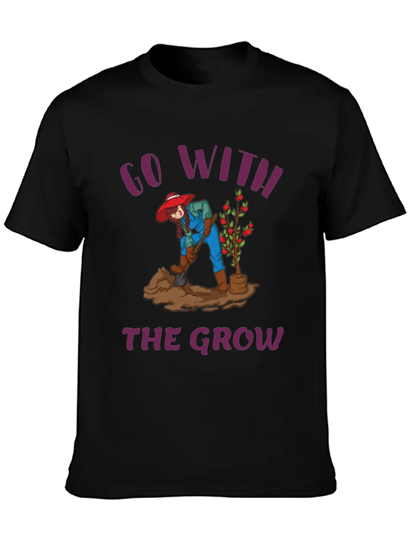 Go With The Grow Funny Farming Unisex Casual T-Shirt – Clean Design For Daily Comfort