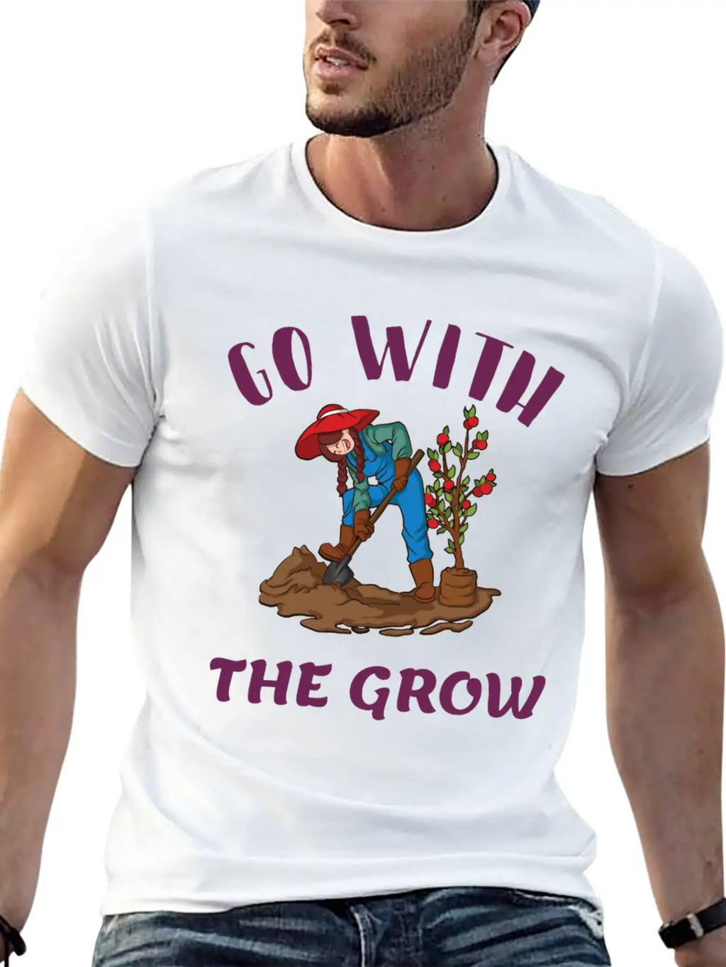 Go With The Grow Funny Farming Unisex Casual T-Shirt – Clean Design For Daily Comfort