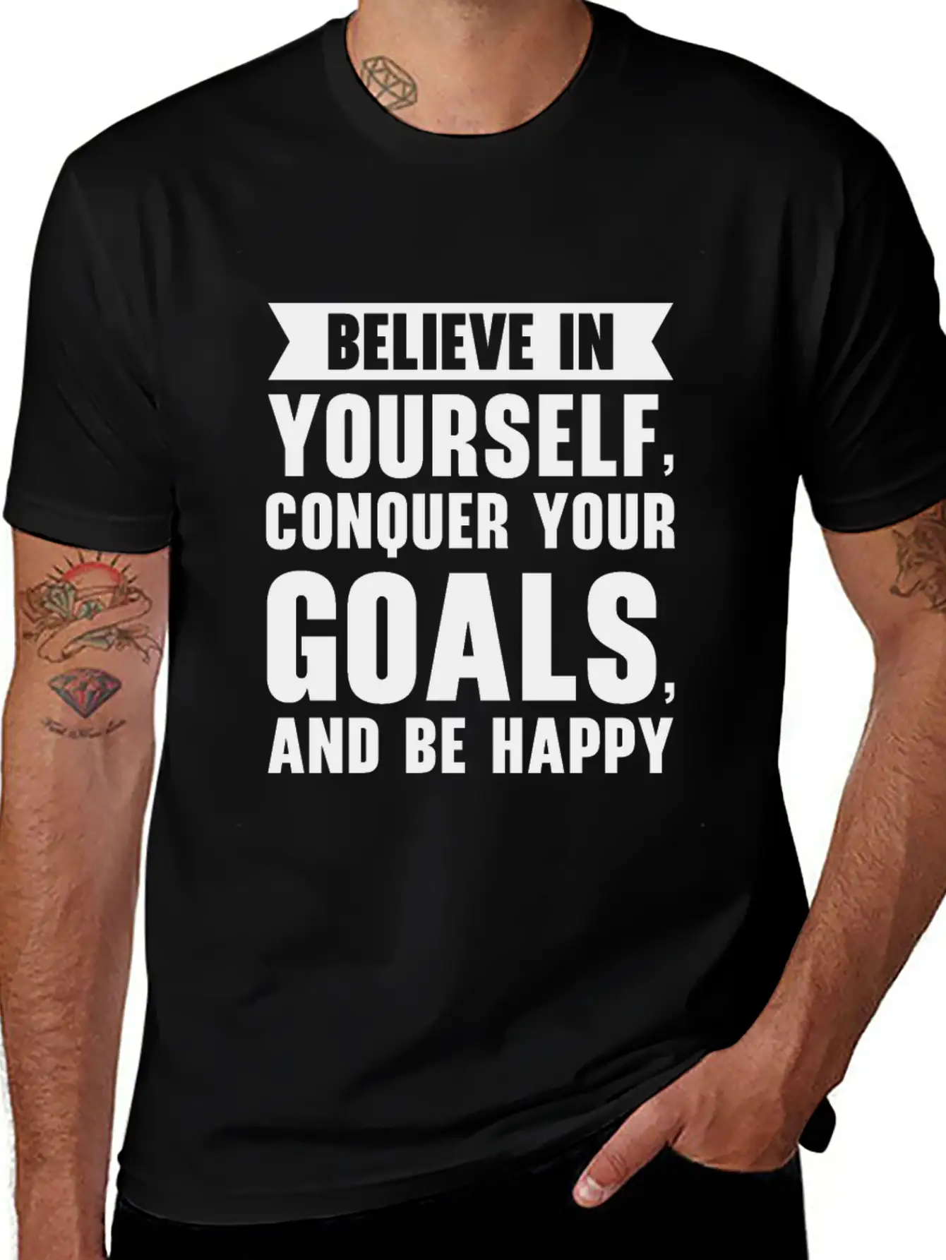 Goal Life Quotes Happy Positive Message Stylish Everyday T-Shirt – Unisex Basic Cotton Tee