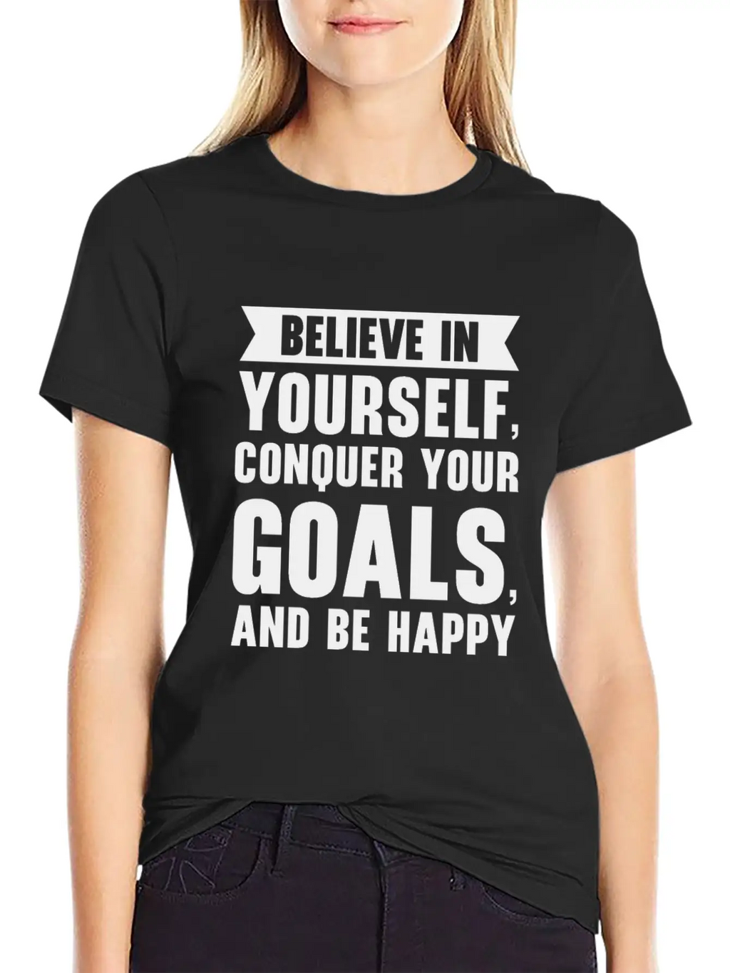 Goal Life Quotes Happy Positive Message Stylish Everyday T-Shirt – Unisex Basic Cotton Tee