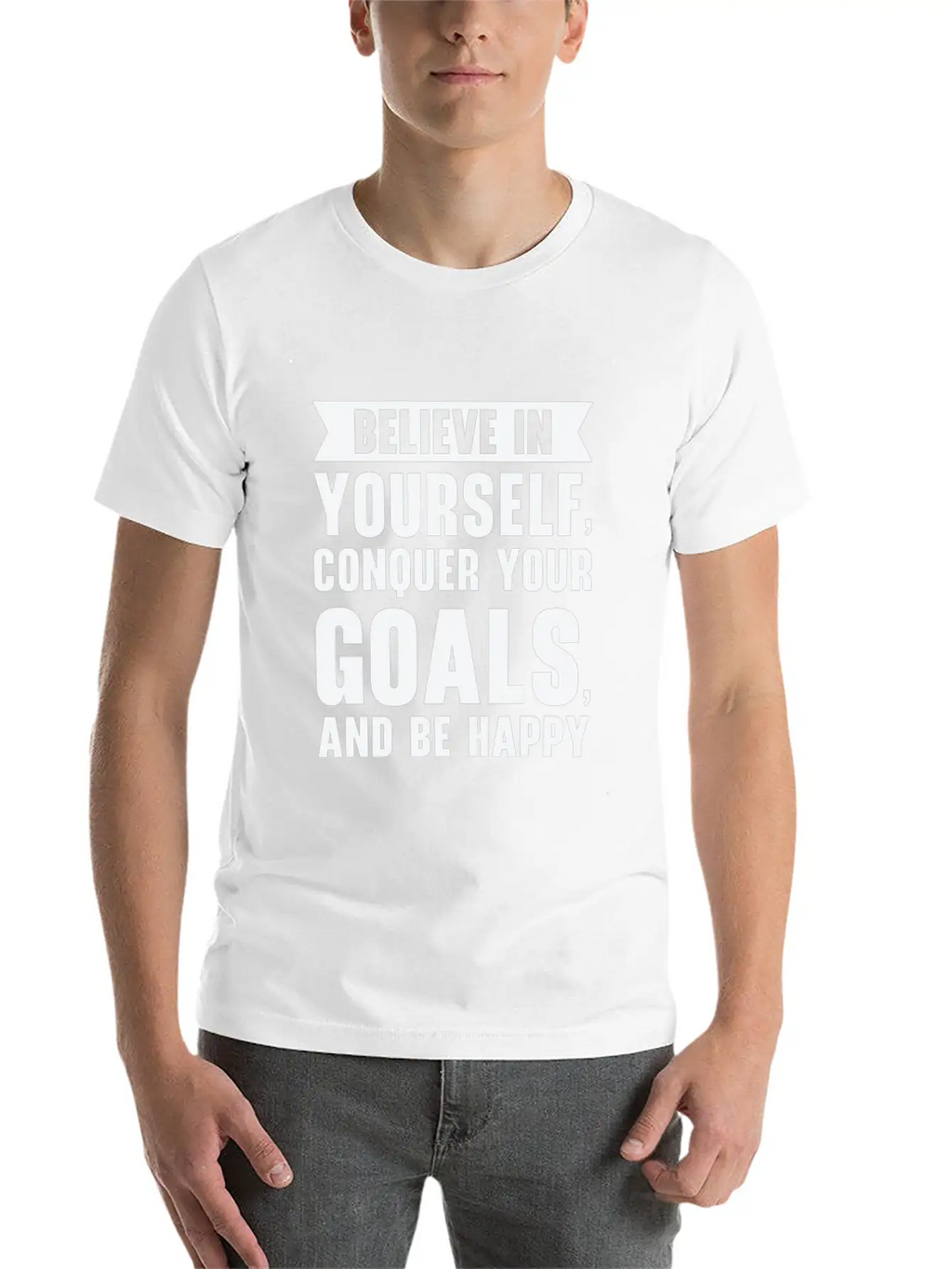 Goal Life Quotes Happy Positive Message Stylish Everyday T-Shirt – Unisex Basic Cotton Tee