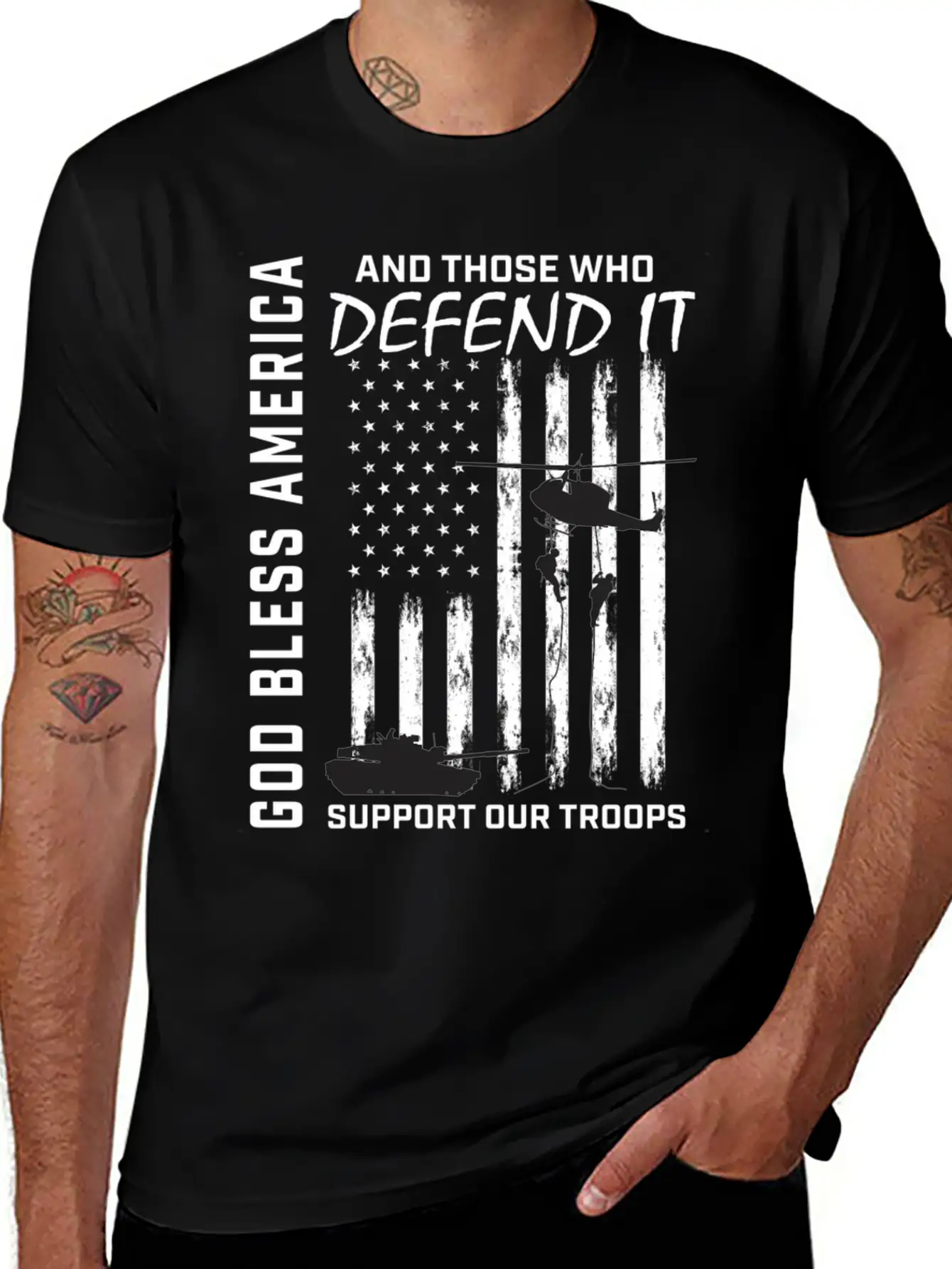 God Bless America Military Veteran Support Our Tro Breathable Soft Cotton T-Shirt – Timeless Casual Look