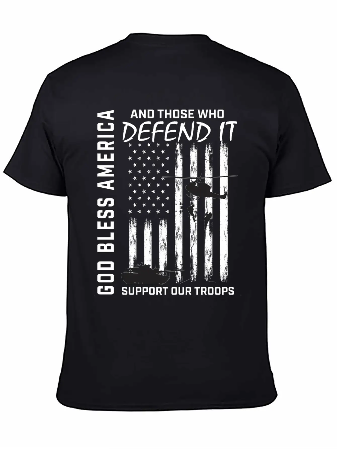 God Bless America Military Veteran Support Our Tro Breathable Soft Cotton T-Shirt – Timeless Casual Look