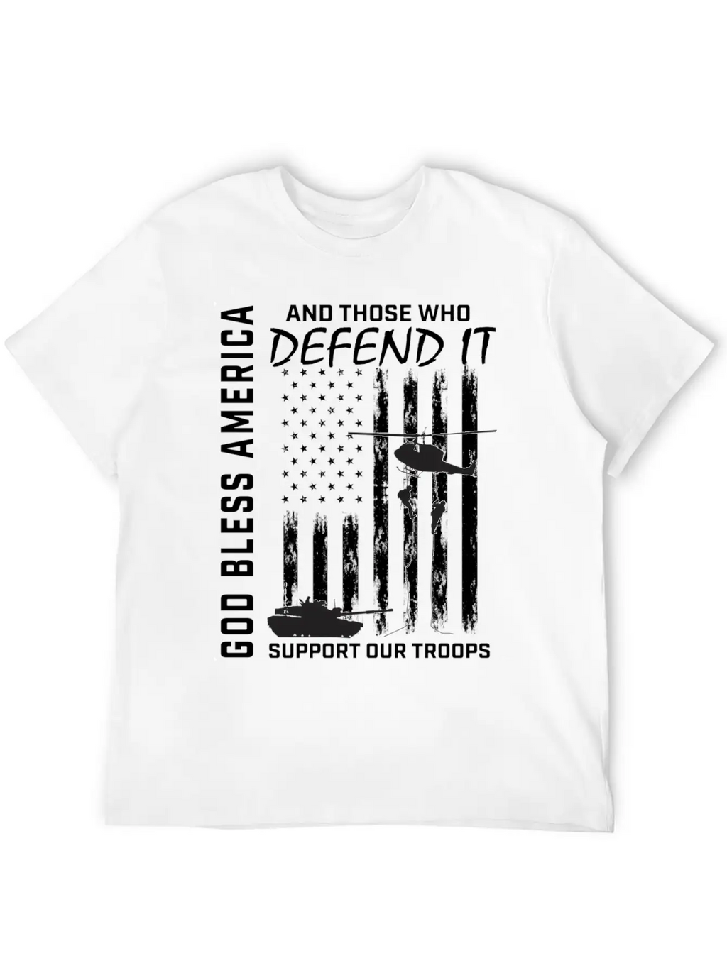 God Bless America Military Veteran Support Our Tro Breathable Soft Cotton T-Shirt – Timeless Casual Look