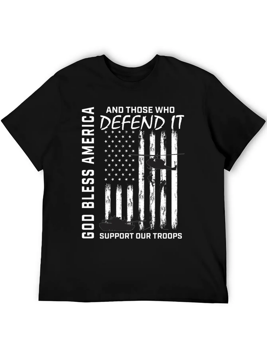 God Bless America Military Veteran Support Our Tro Breathable Soft Cotton T-Shirt – Timeless Casual Look