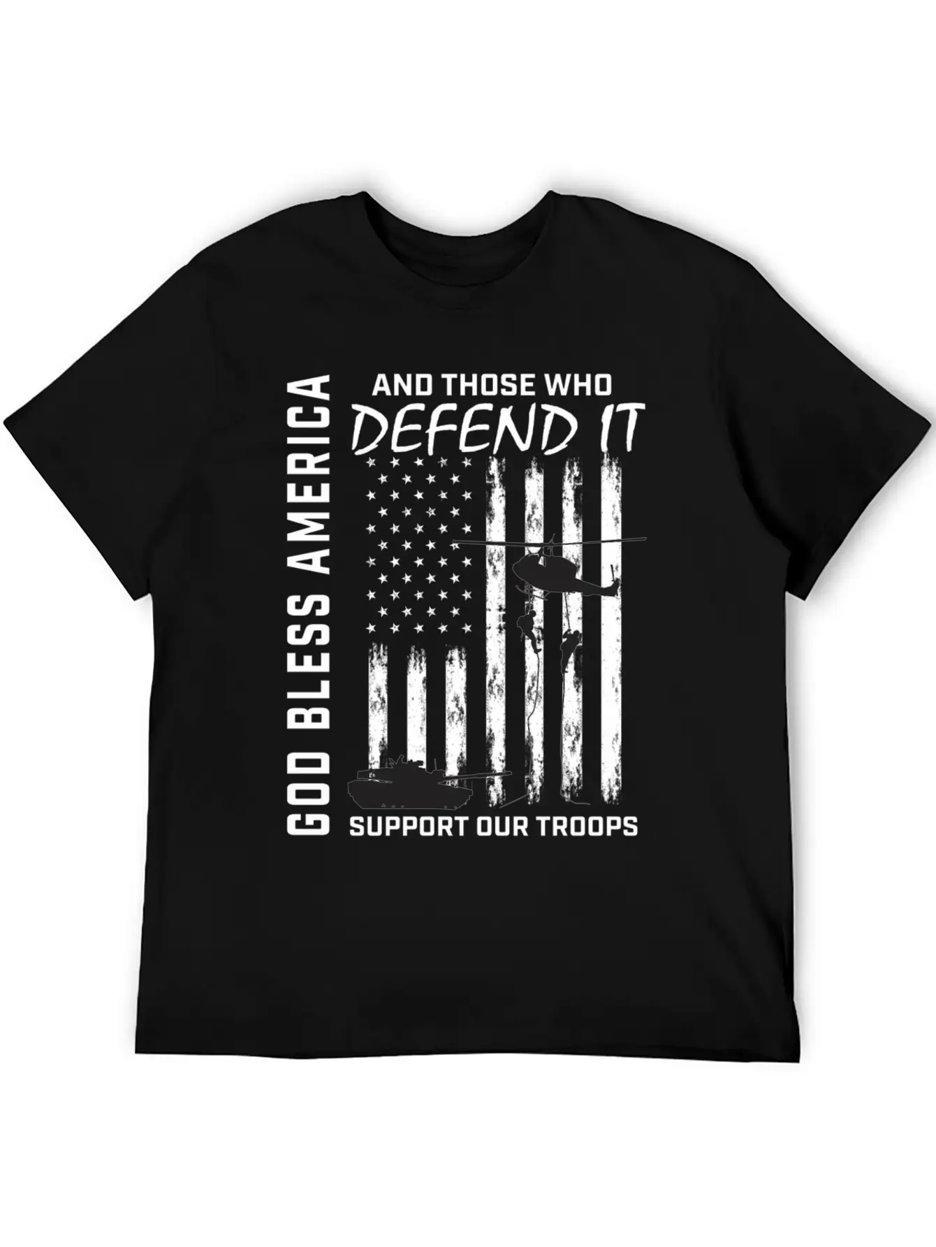 God Bless America Military Veteran Support Our Tro Breathable Soft Cotton T-Shirt – Timeless Casual Look