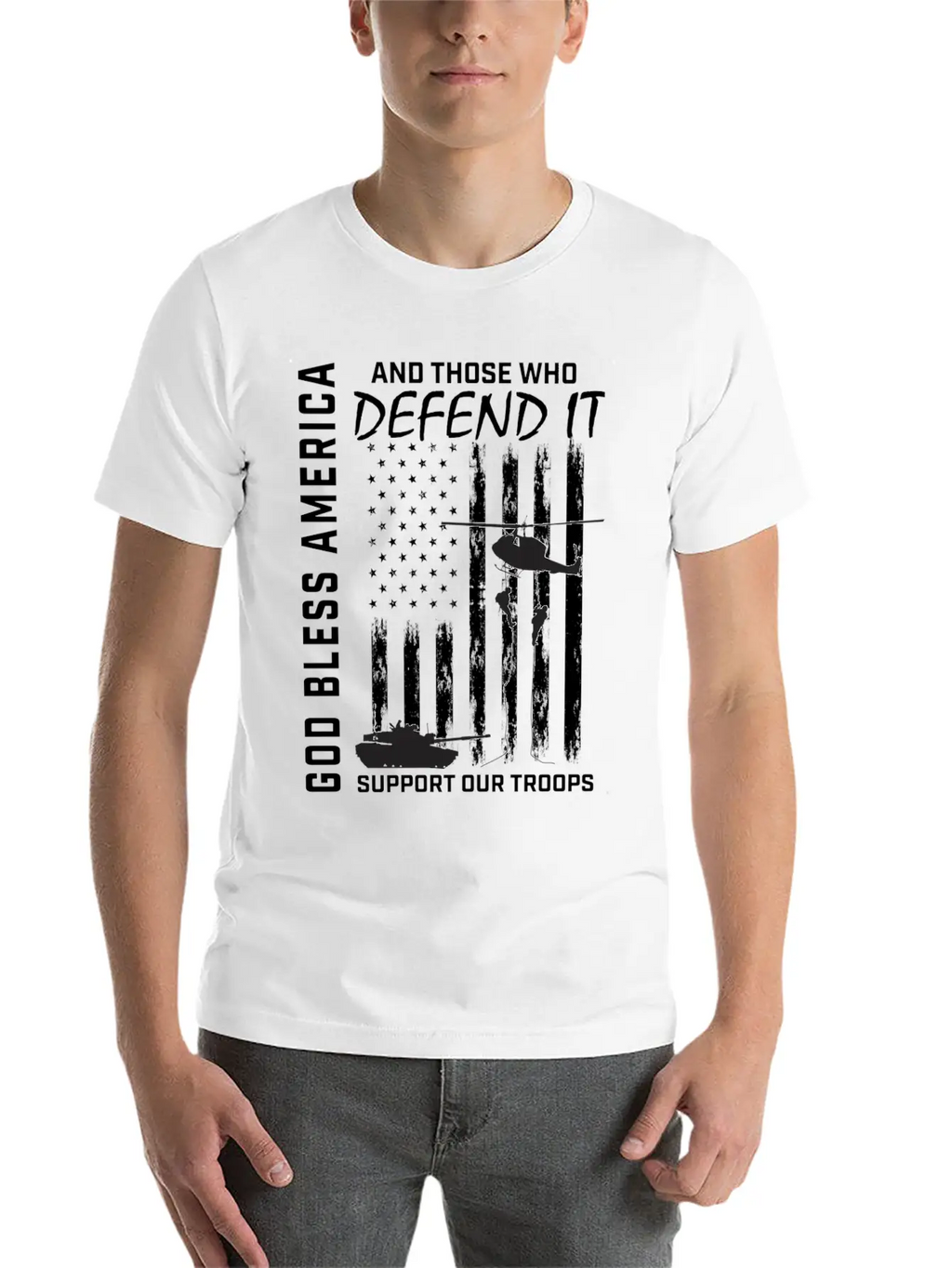 God Bless America Military Veteran Support Our Tro Breathable Soft Cotton T-Shirt – Timeless Casual Look