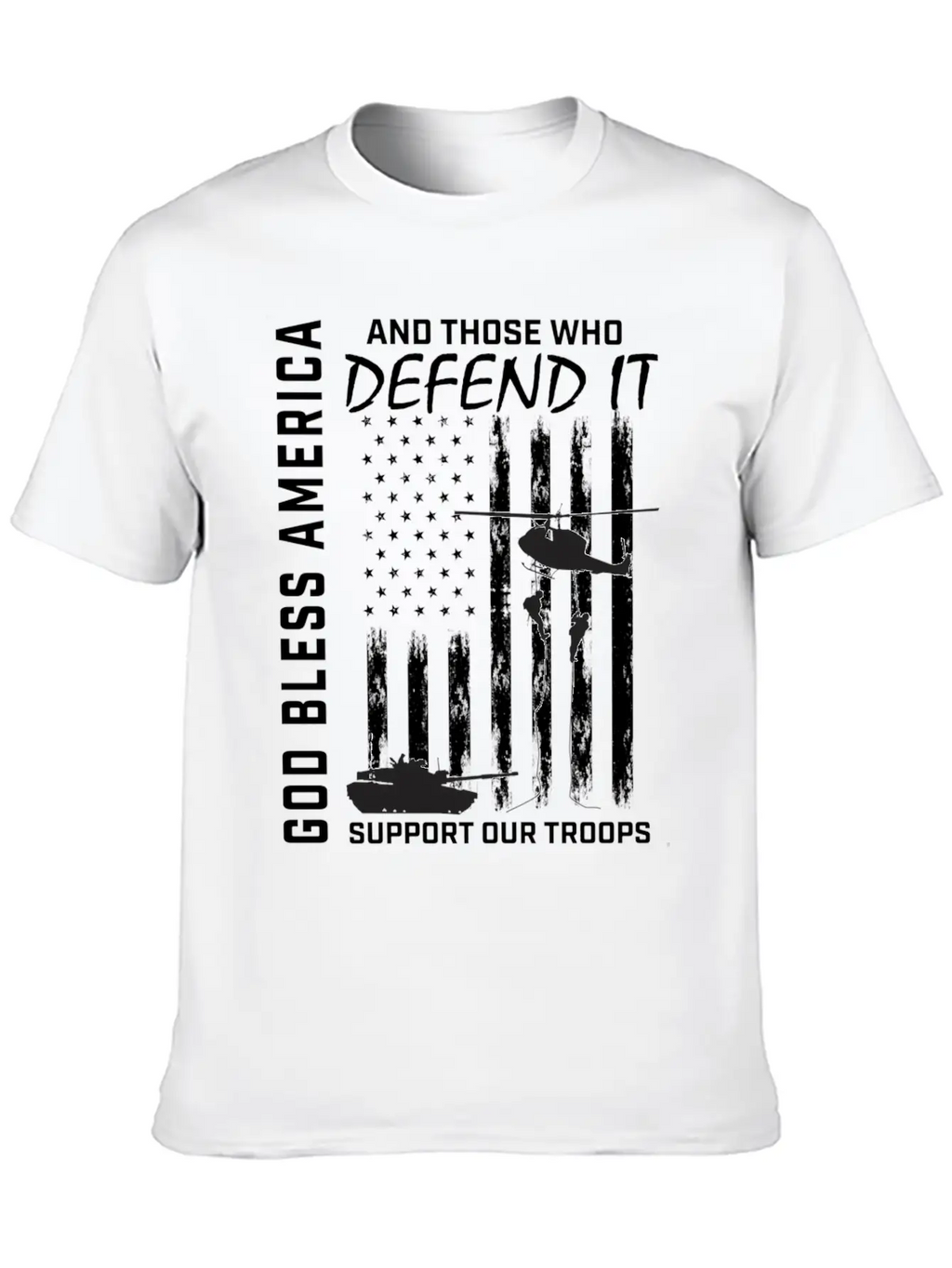 God Bless America Military Veteran Support Our Tro Breathable Soft Cotton T-Shirt – Timeless Casual Look