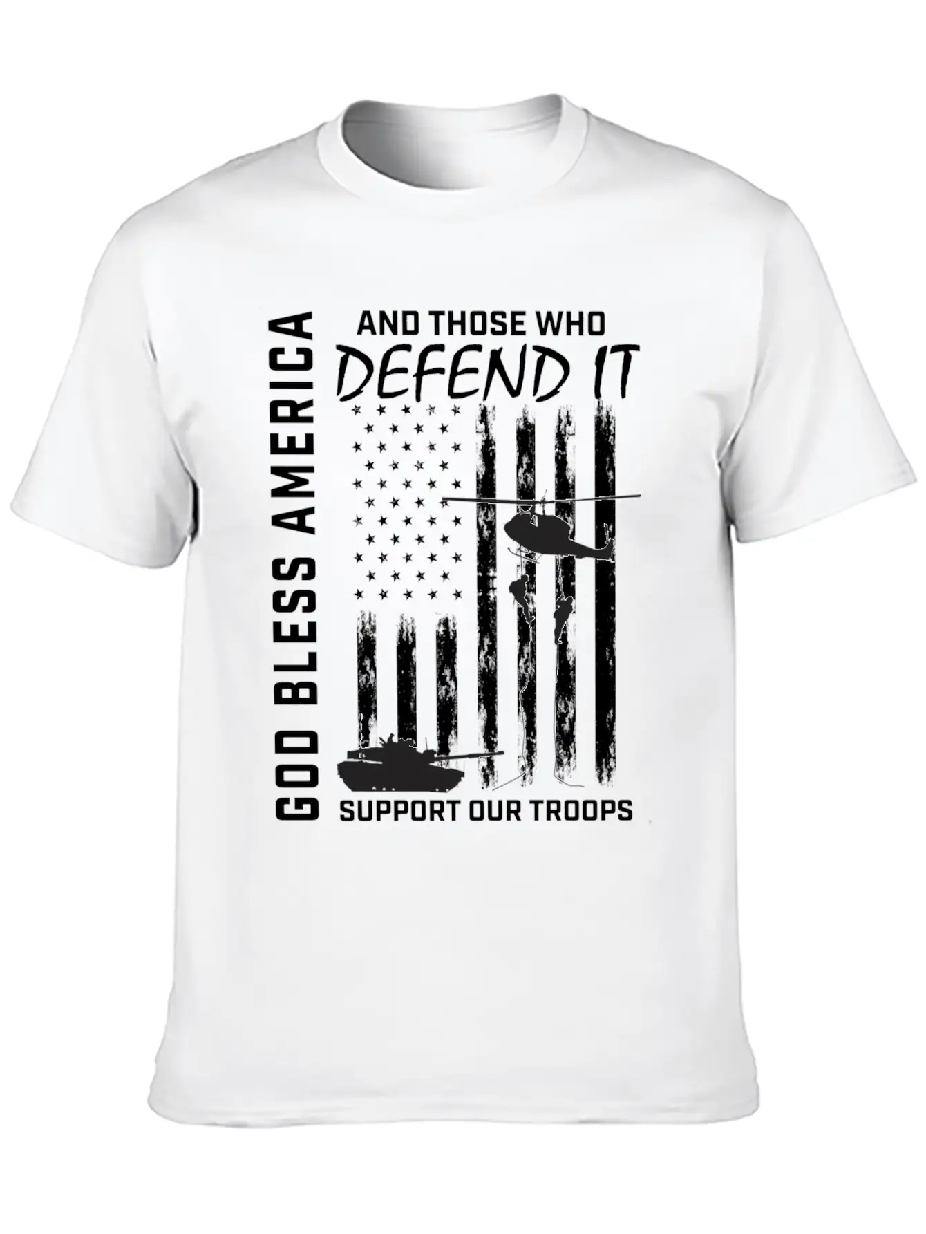 God Bless America Military Veteran Support Our Tro Breathable Soft Cotton T-Shirt – Timeless Casual Look