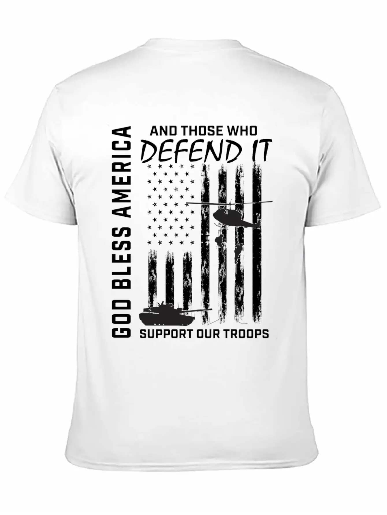 God Bless America Military Veteran Support Our Tro Breathable Soft Cotton T-Shirt – Timeless Casual Look