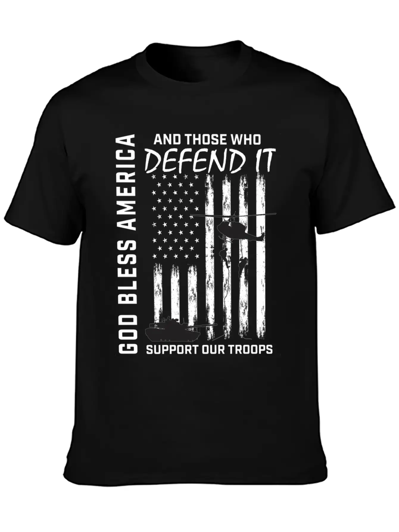 God Bless America Military Veteran Support Our Tro Breathable Soft Cotton T-Shirt – Timeless Casual Look