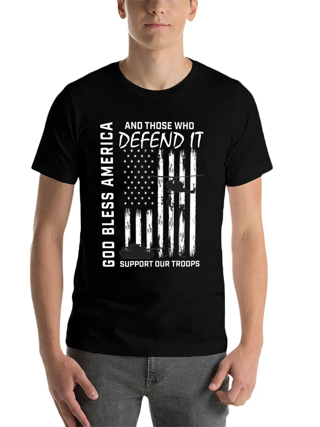 God Bless America Military Veteran Support Our Tro Breathable Soft Cotton T-Shirt – Timeless Casual Look