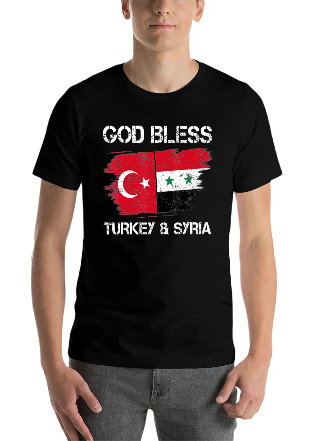 God Bless Turkey Syria Flag Pray For Turkey Earthq Classic Fit Graphic Tee For Daily Comfort – Unisex Cotton Shirt