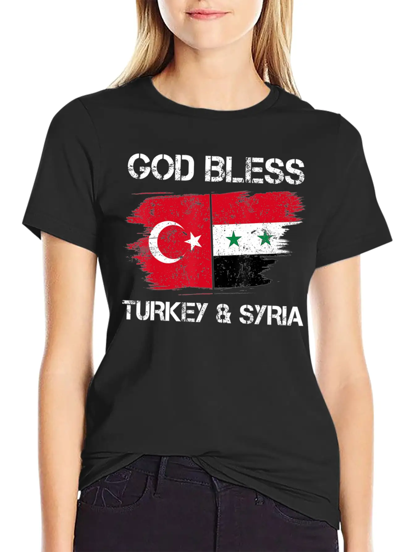 God Bless Turkey Syria Flag Pray For Turkey Earthq Classic Fit Graphic Tee For Daily Comfort – Unisex Cotton Shirt