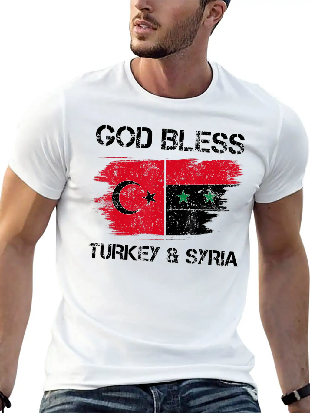 God Bless Turkey Syria Flag Pray For Turkey Earthq Classic Fit Graphic Tee For Daily Comfort – Unisex Cotton Shirt